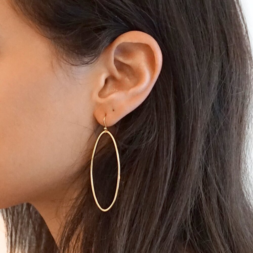 14k gold plated sterling silver oval hoop earring
